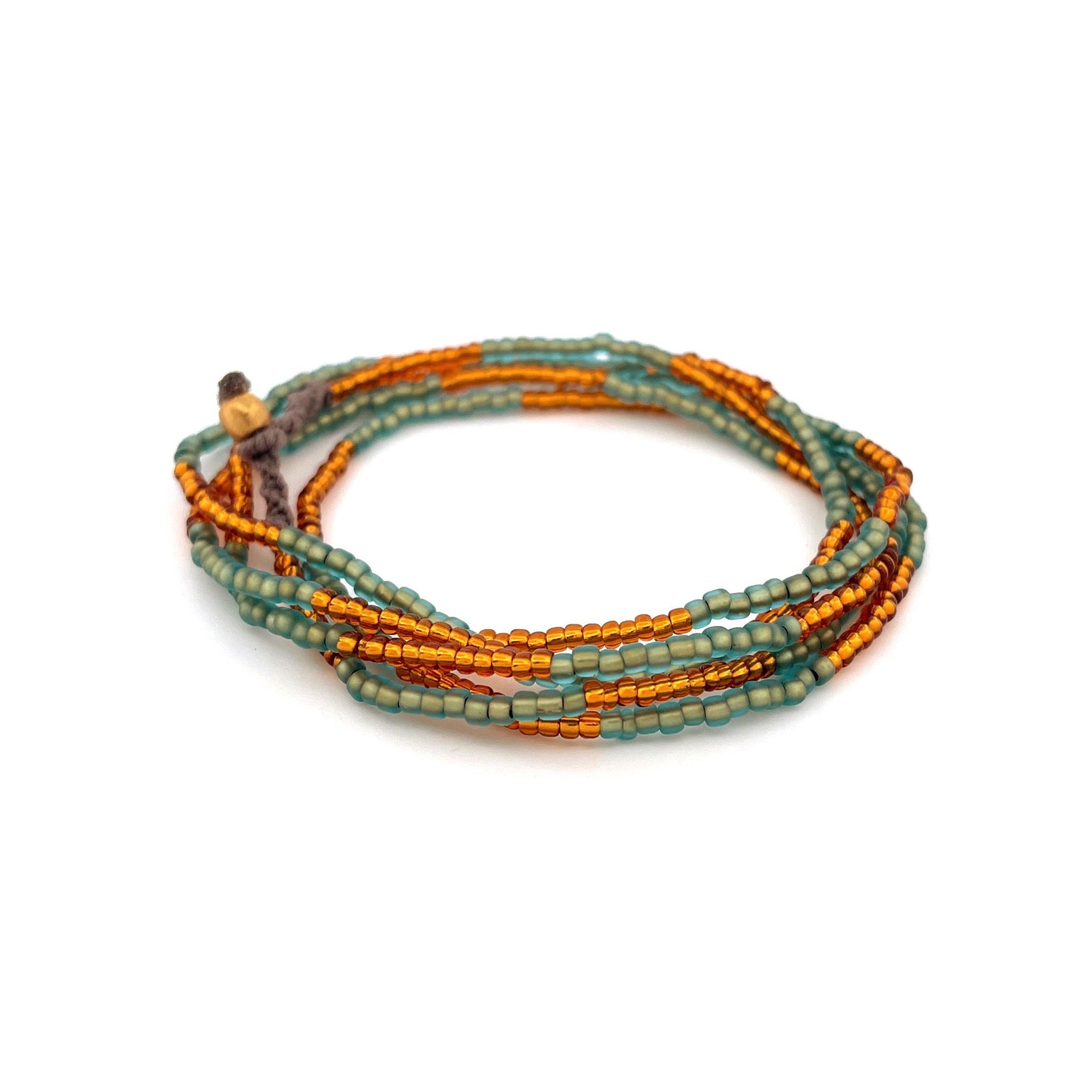 DUO - Collier et bracelet wrap "Moss Gold"