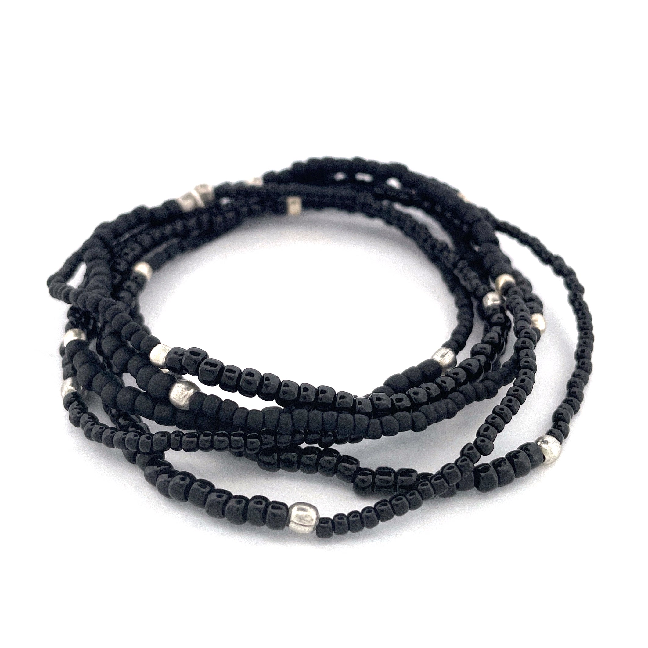 ORION - Long stretch bracelet with silver beads