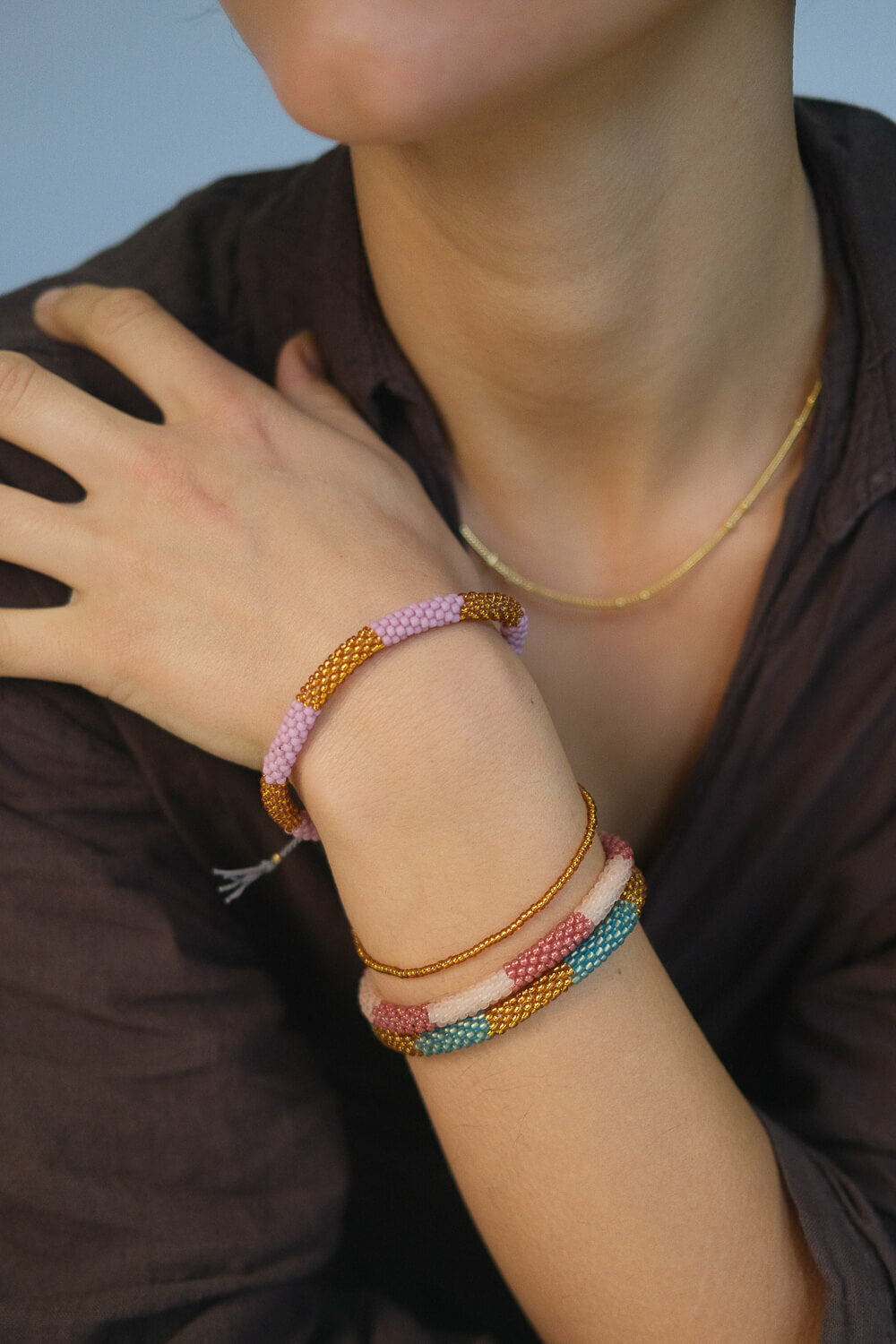 DUO - Roll-on bracelet moss gold