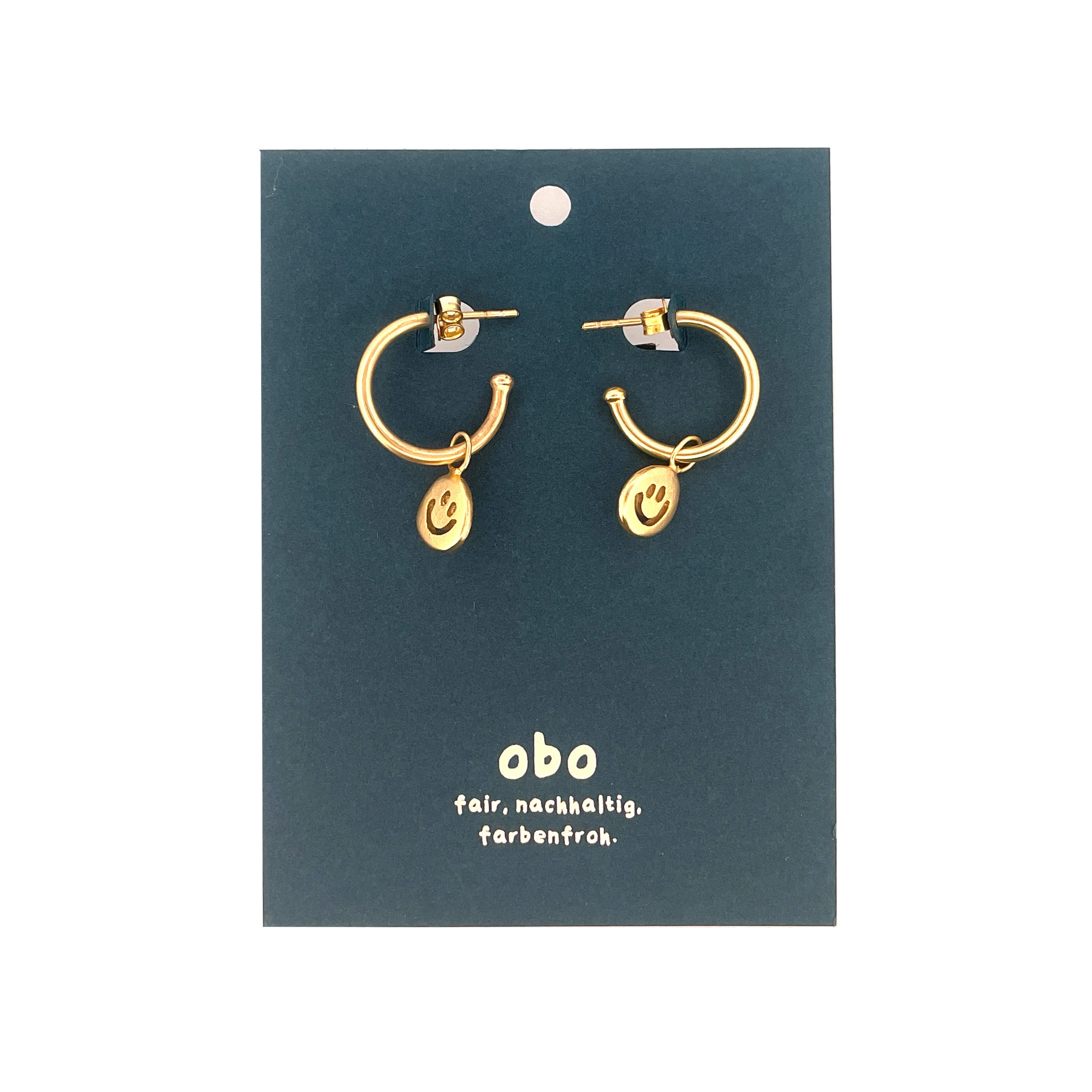 CHARMS - Viva Kreolen Smileys: Messing vergoldet