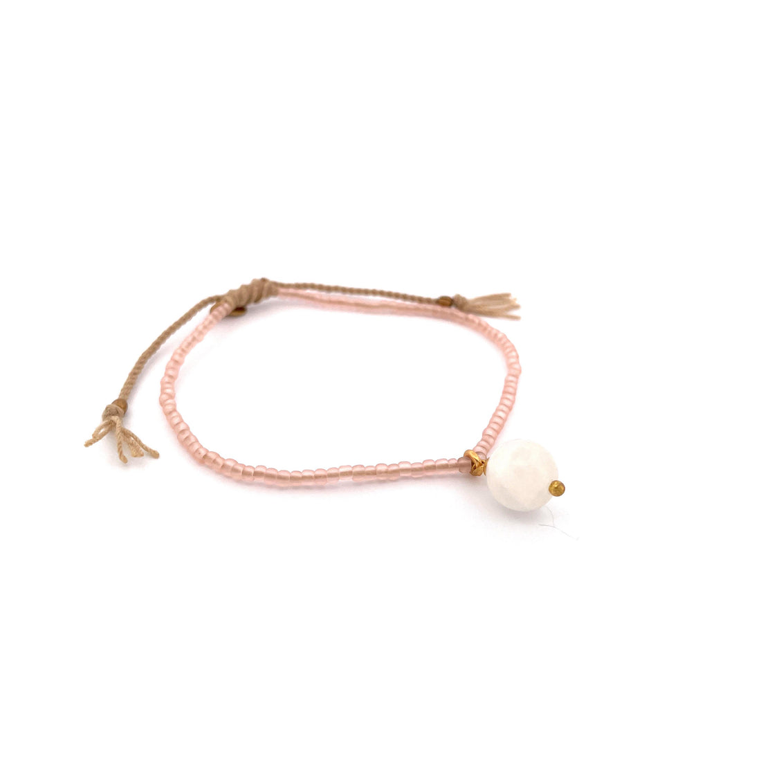 AURA – Bracelet avec pierre de lune et rose pâle 