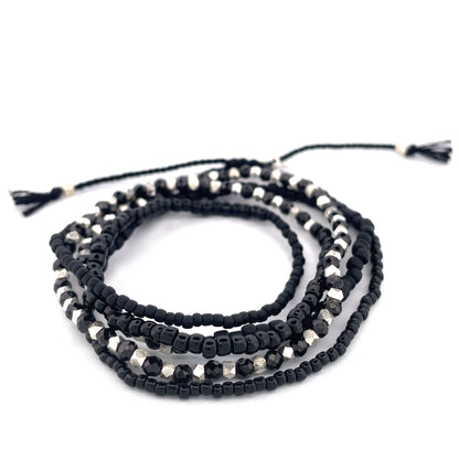 ORION STONE – Wrap bracelet with onyx &amp;amp; silver beads 
