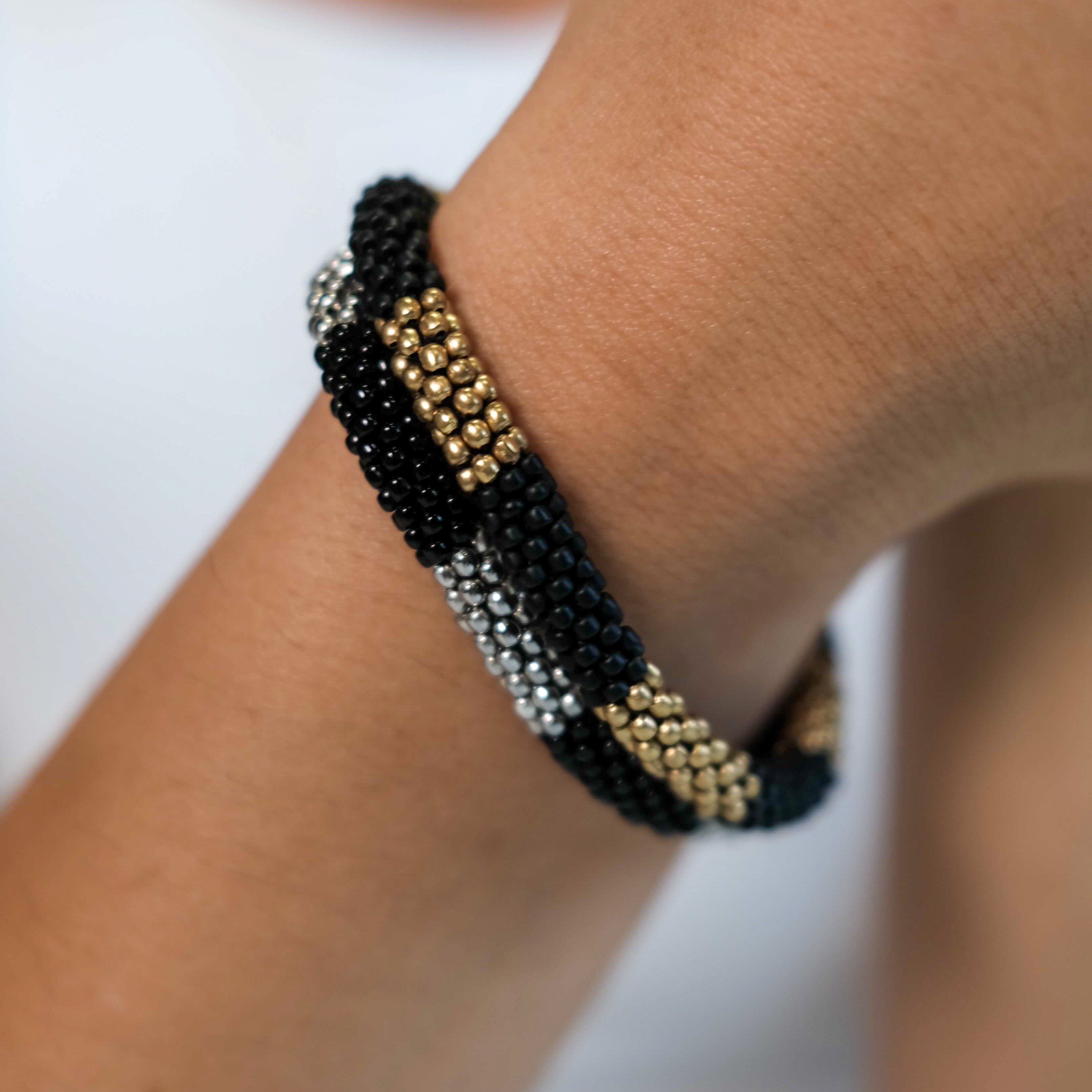 METAL DUO - Roll-on Armband Silber und Schwarz