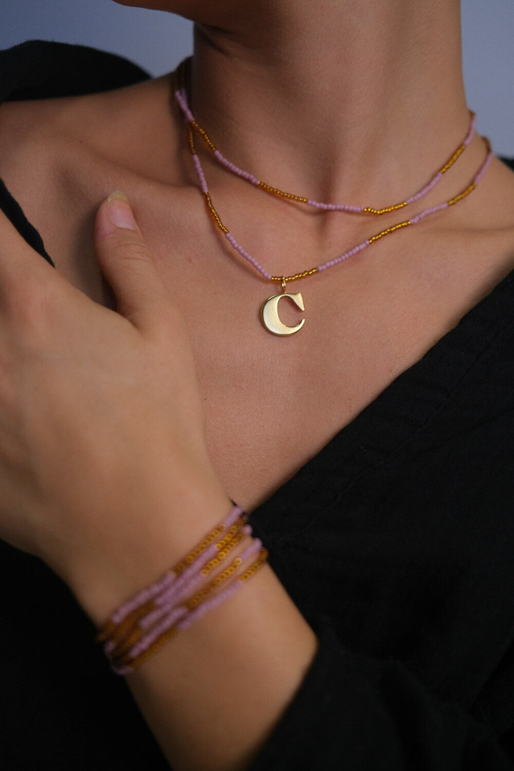 DUO - Necklace &amp;amp; wrap bracelet &quot;Honey Blossom&quot;