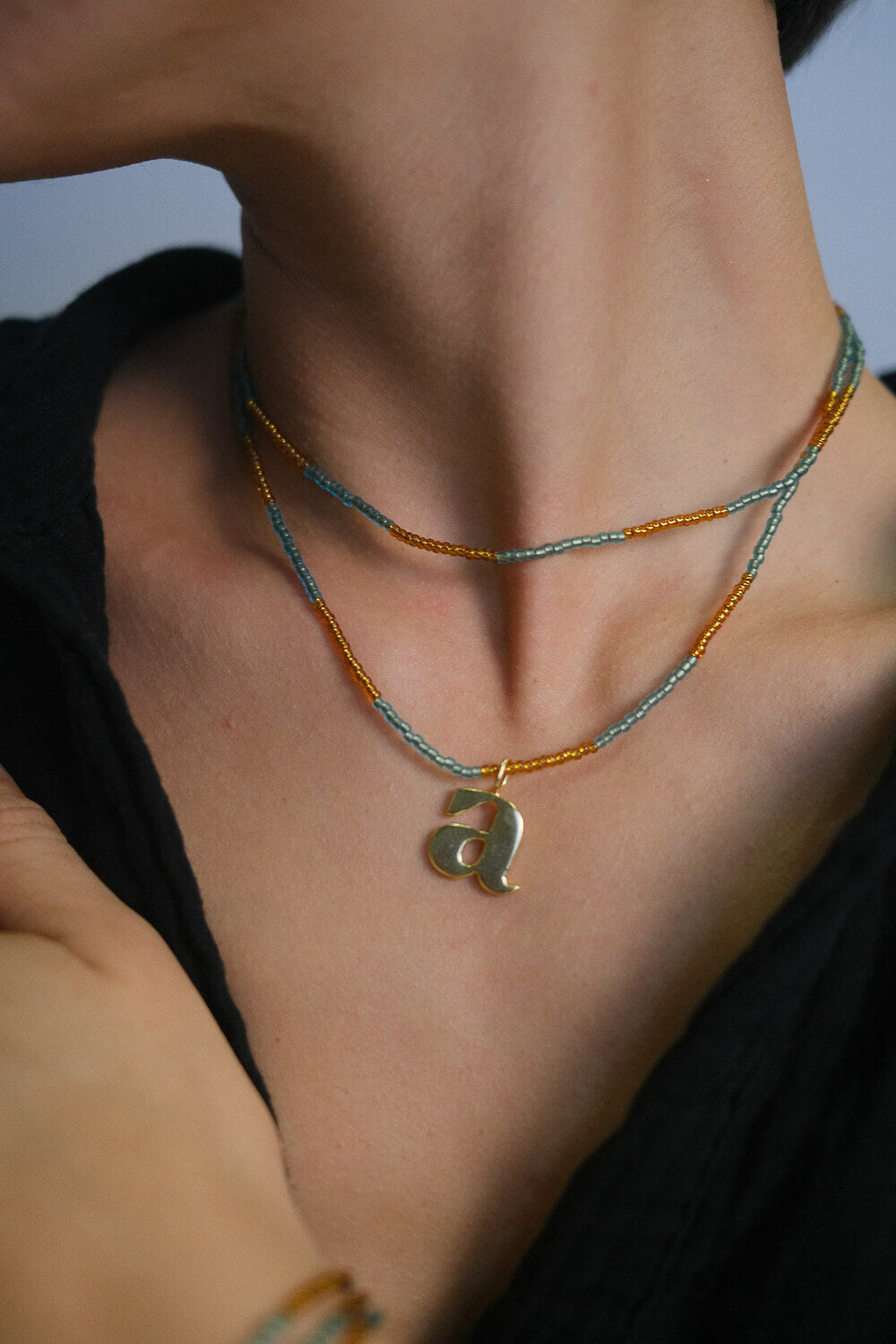 DUO - Necklace &amp;amp; wrap bracelet &quot;Moss Gold&quot;