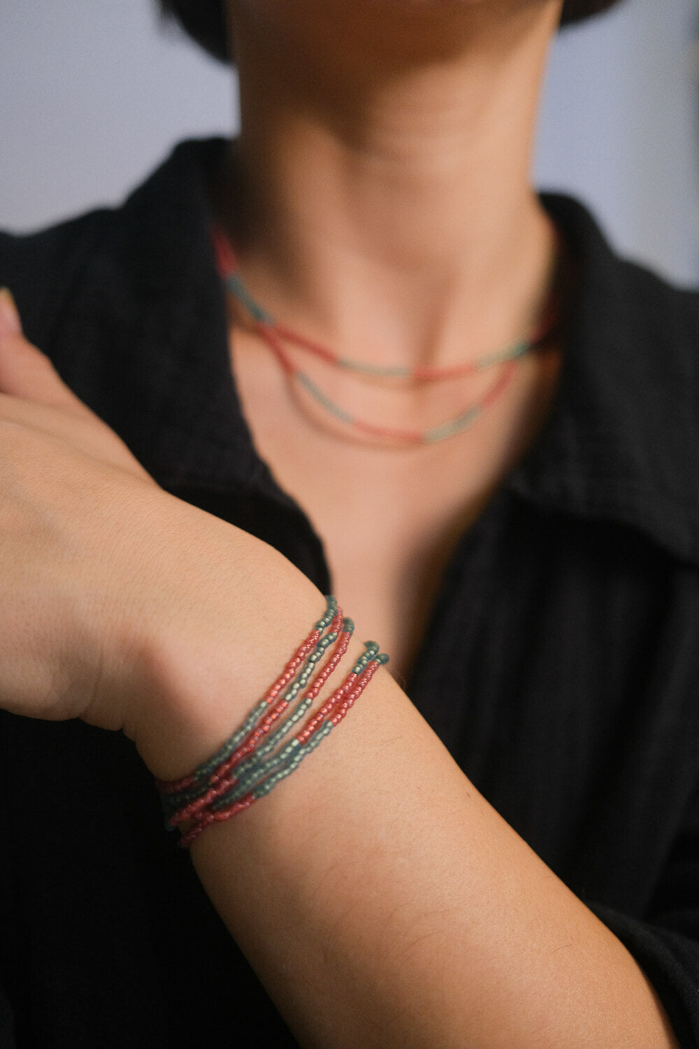 DUO - Necklace &amp;amp; wrap bracelet &quot;Jungle Sun&quot; 