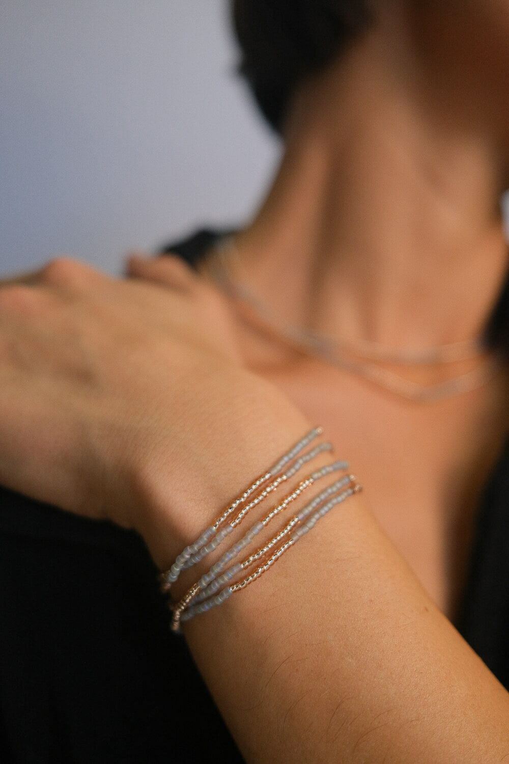 DUO - Necklace &amp;amp; wrap bracelet &quot;Apricot Shine&quot; 