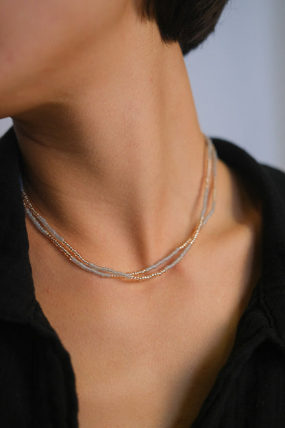 DUO - Necklace &amp;amp; wrap bracelet &quot;Apricot Shine&quot; 
