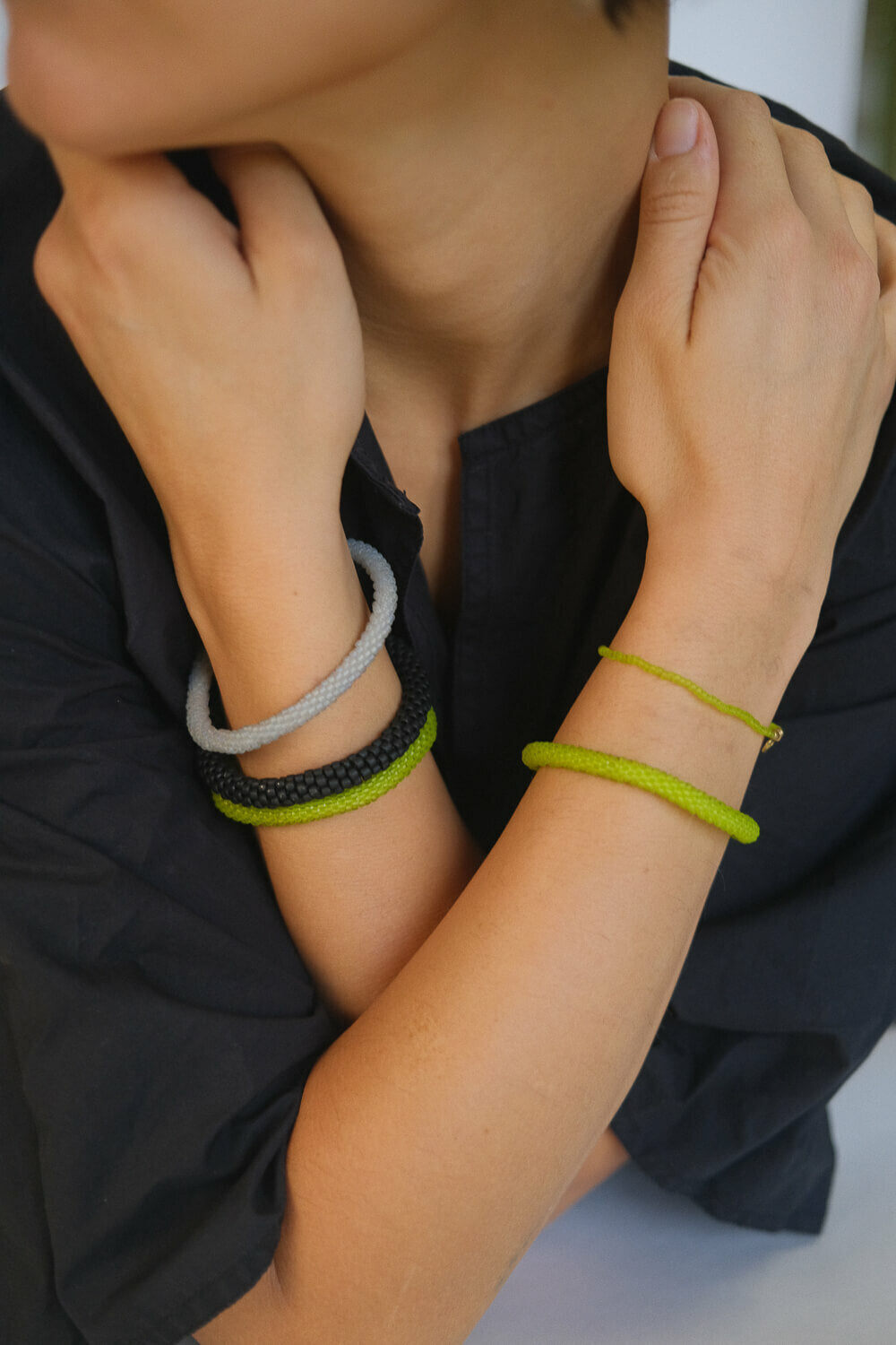 AURA - Bracelet extensible vert fluo 