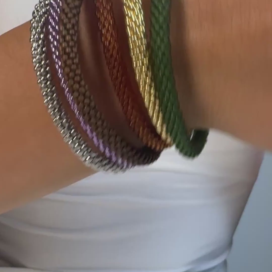 AURA - Bracelet roll-on marron caramel